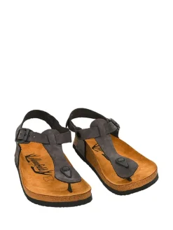 Leder-Sandalen in Anthrazit