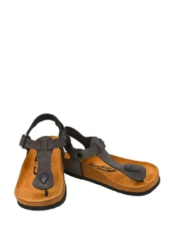 Leder-Sandalen in Anthrazit