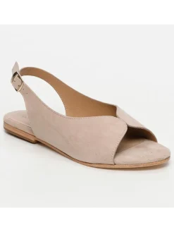 Leder-Sandalen in Beige