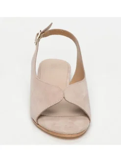 Leder-Sandalen in Beige