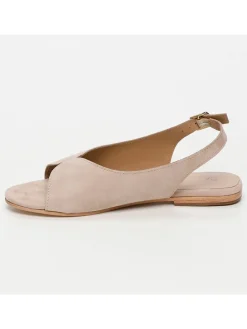 Leder-Sandalen in Beige