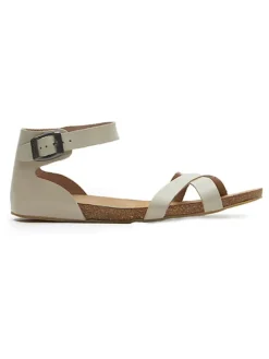 Leder-Sandalen in Beige