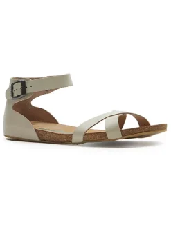 Leder-Sandalen in Beige