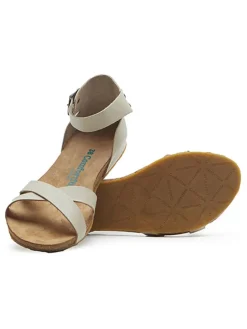 Leder-Sandalen in Beige