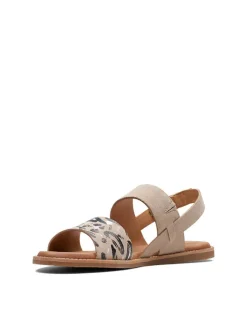 Leder-Sandalen in Beige/ Schwarz