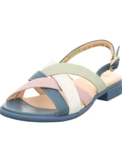 Leder-Sandalen in Blau/ Rosa/ Weiß
