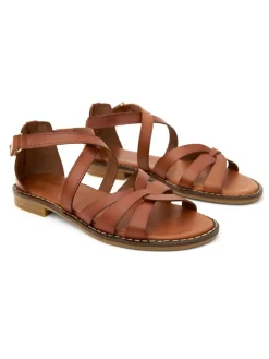 Leder-Sandalen in Braun