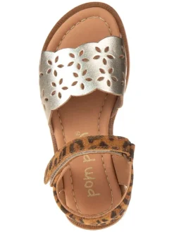 Leder-Sandalen in Braun/ Gold