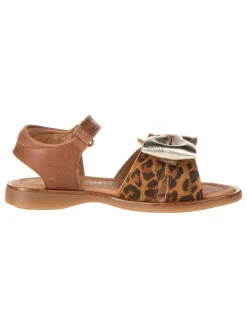 Leder-Sandalen in Braun/ Gold