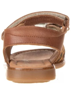 Leder-Sandalen in Braun/ Gold