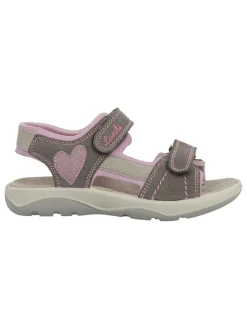 Leder-Sandalen in Braun/ Rosa