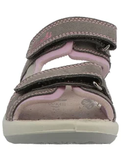 Leder-Sandalen in Braun/ Rosa