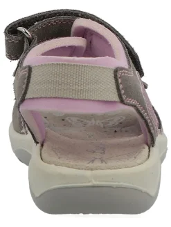 Leder-Sandalen in Braun/ Rosa