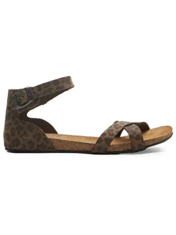 Leder-Sandalen in Braun/ Schwarz