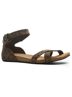 Leder-Sandalen in Braun/ Schwarz