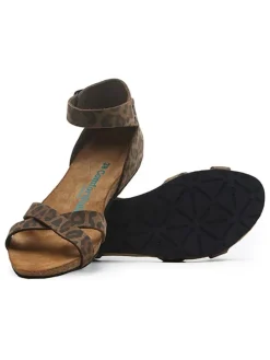 Leder-Sandalen in Braun/ Schwarz