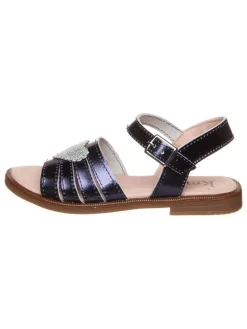 Leder-Sandalen in Dunkelblau