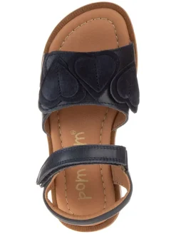 Leder-Sandalen in Dunkelblau