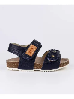 Leder-Sandalen in Dunkelblau