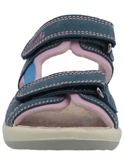 Leder-Sandalen in Dunkelblau/ Rosa