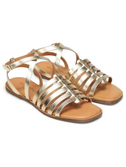 Leder-Sandalen in Gold