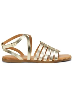 Leder-Sandalen in Gold