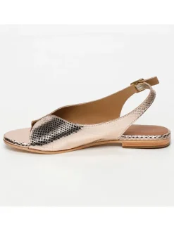 Leder-Sandalen in Gold