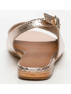 Leder-Sandalen in Gold