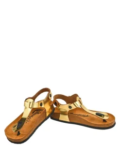 Leder-Sandalen in Gold