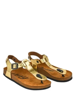 Leder-Sandalen in Gold