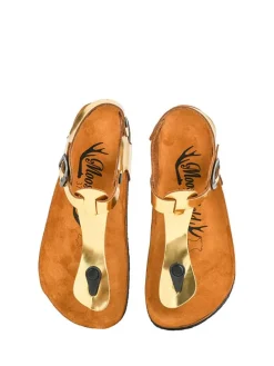 Leder-Sandalen in Gold