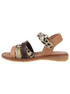 Leder-Sandalen in Gold