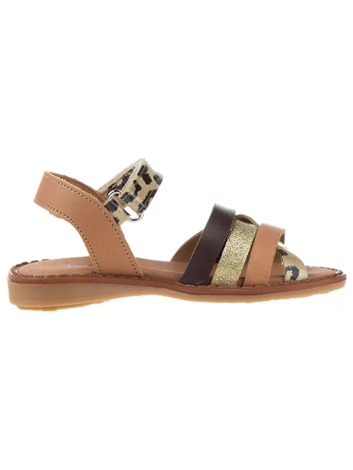 Leder-Sandalen in Gold