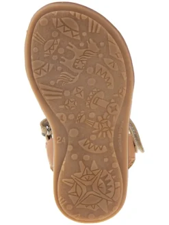 Leder-Sandalen in Gold