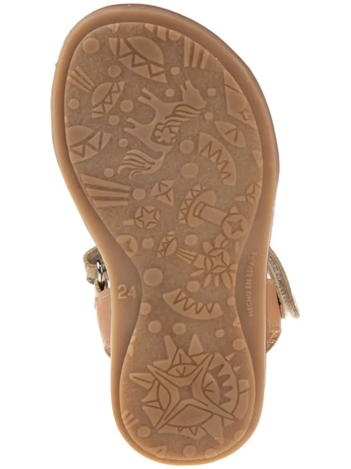 Leder-Sandalen in Gold