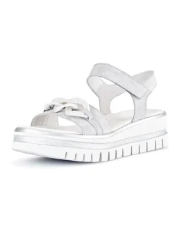 Leder-Sandalen in Grau