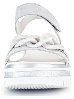 Leder-Sandalen in Grau