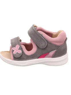 Leder-Sandalen in Grau/ Rosa