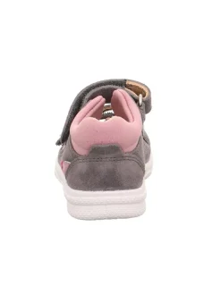 Leder-Sandalen in Grau/ Rosa