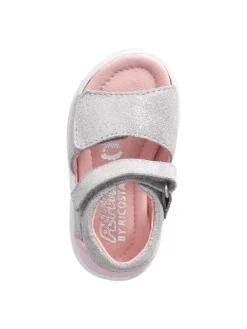 Leder-Sandalen in Grau/ Rosa