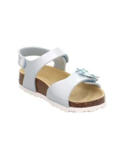 Leder-Sandalen in Hellblau/ Silber