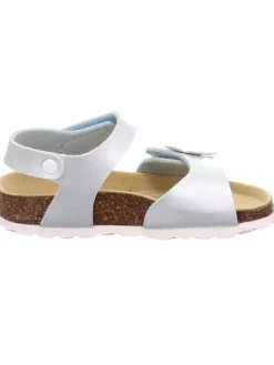 Leder-Sandalen in Hellblau/ Silber