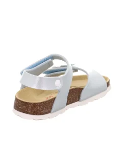 Leder-Sandalen in Hellblau/ Silber