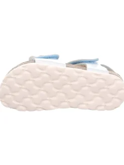 Leder-Sandalen in Hellblau/ Silber