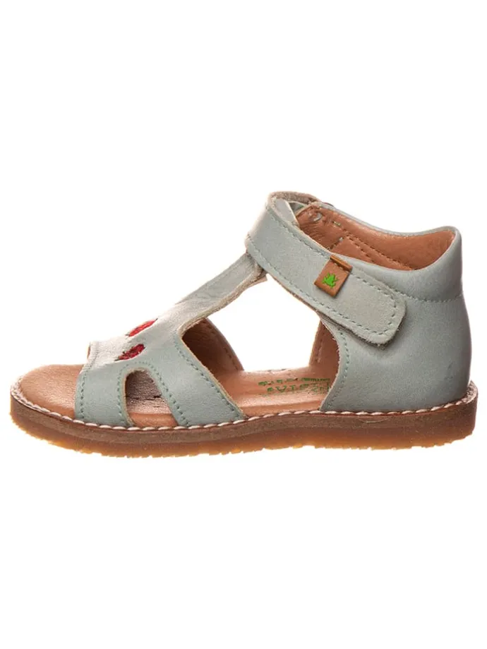 Leder-Sandalen in Hellblau