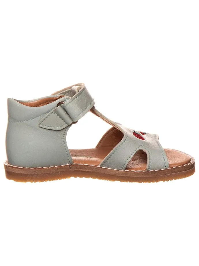 Leder-Sandalen in Hellblau