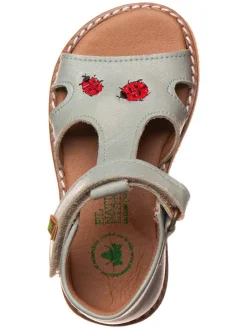 Leder-Sandalen in Hellblau