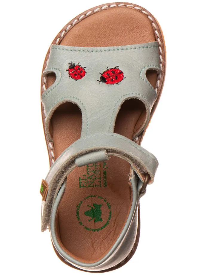 Leder-Sandalen in Hellblau