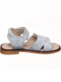Leder-Sandalen in Hellblau