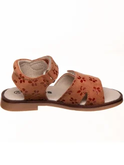 Leder-Sandalen in Hellbraun